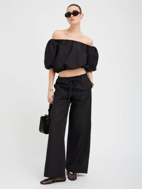 SPRWMN BLACK LINEN DRAWSTRING PANTS