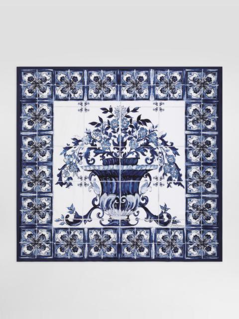 Majolica-print 90x90 silk twill foulard