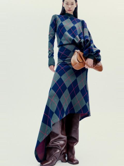 A.W.A.K.E. MODE ARGYLE KNITTED DRESS NAVY GREEN