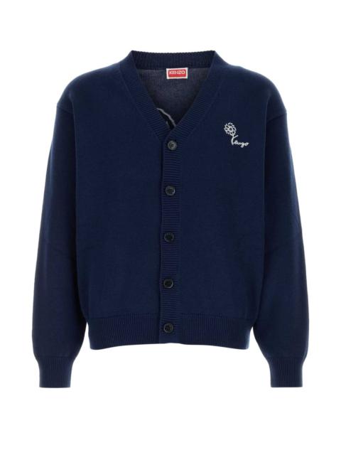 KENZO Kenzo Men Navy Blue Wool Blend Cardigan