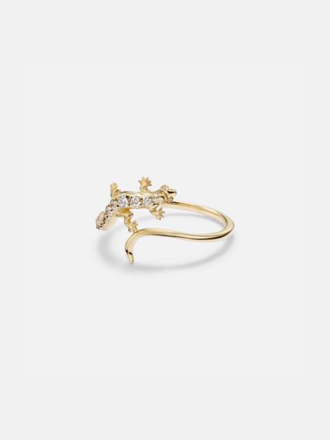 SYDNEY EVAN Lizard 14kt gold ring with diamonds