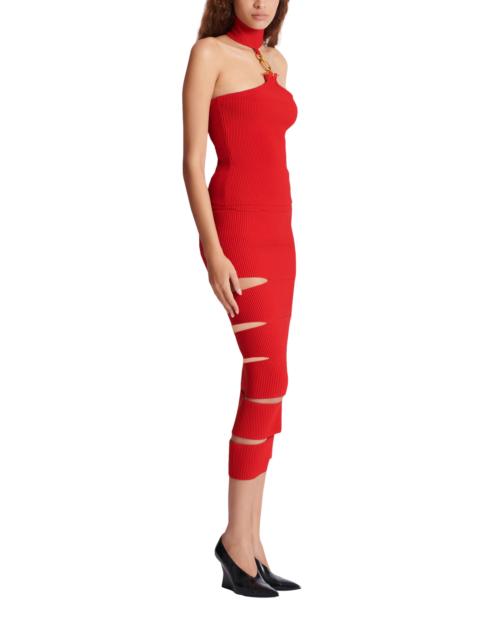 Balmain Balmain Sleeveless knit top with embellished detail in Red at Nordstrom
