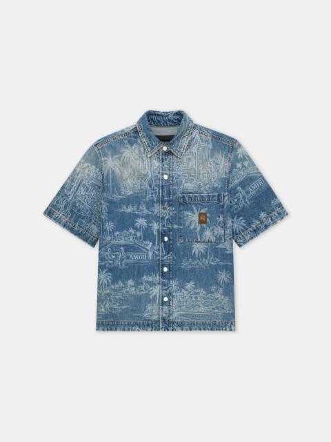 AMIRI CHATEAU PALMS DENIM SHIRT