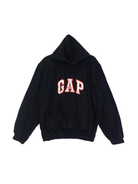 Other Designers Gap - Vtg GAP USA Big Logo Black Fleece Hoodie Windbreaker