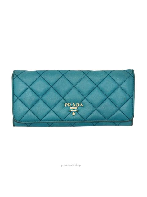 Prada Prada Long Wallet - Quilted Blue Calfskin Leather