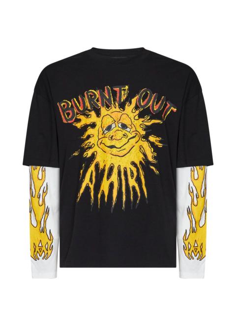 AMIRI Amiri Men Black Cotton Jersey Burnt Out Double-Sleeve T-Shirt