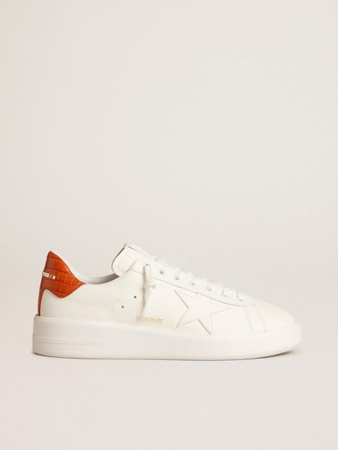Golden Goose Men's Purestar with white leather star and orange heel tab