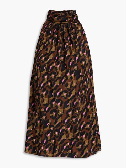 DIANE VON FURSTENBERG Dove pleated leopard-print crepe de chine top