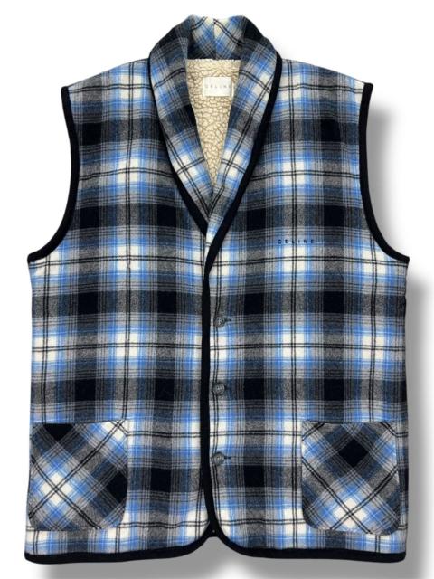 CELINE Celine 01FW Plaid Shawl Collar Vest