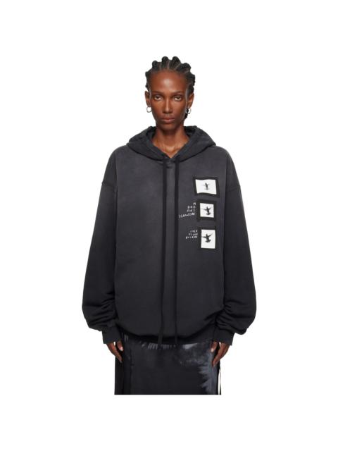 Ann Demeulemeester Black Anne Marie 'Doves' High Comfort Hoodie