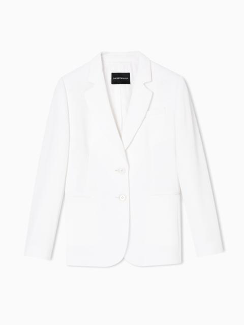 EMPORIO ARMANI ASV SINGLE-BREASTED BLAZER IN WAFFLE WEAVE TECHNICAL FABRIC