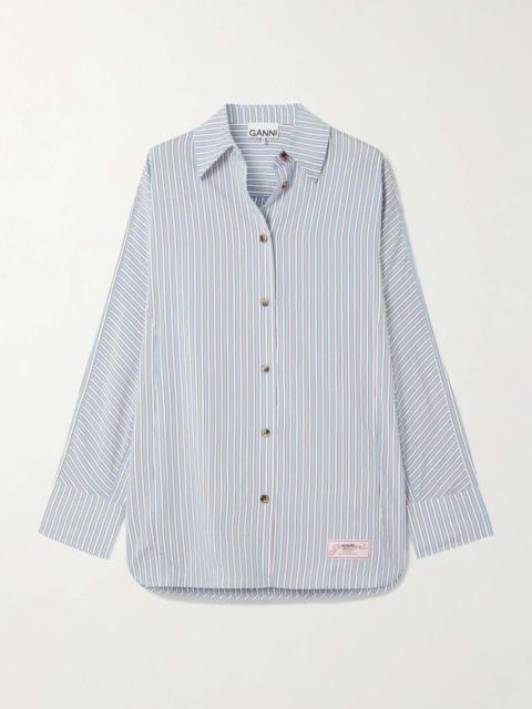 Striped poplin shirt Blue