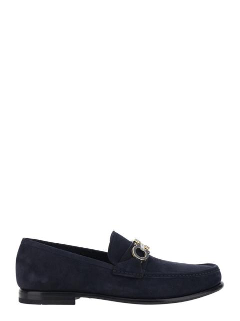 FERRAGAMO Ferragamo Men 'Avril' Blue Loafers With Gancini Plaque On The Front In Leather For Men