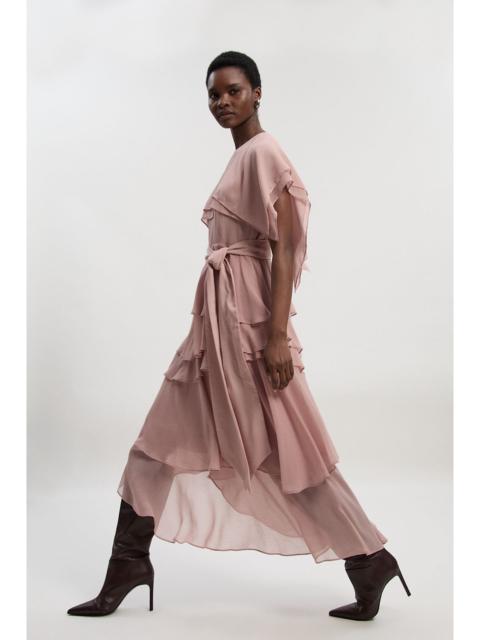 KAREN MILLEN Ruffle detail chiffon woven maxi dress