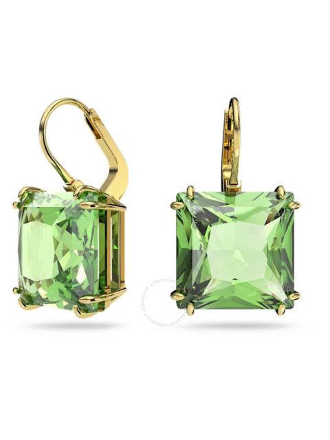 Other Designers Swarovski Millenia Green Gold-Tone Plated Square Cut Drop Earrings