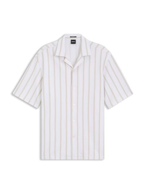 BOSS STRIPED RELAXED-FIT SHIRT IN STRETCH COTTON