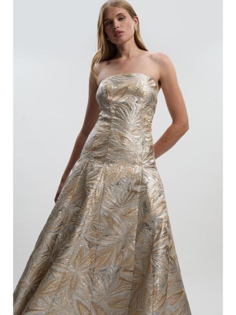 KAREN MILLEN Jacquard Bandeau Full Skirted Midi Dress