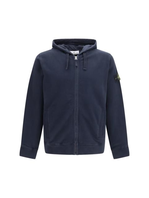 Stone Island Stone Island Cotton Hoodie with Zip Navy Blue