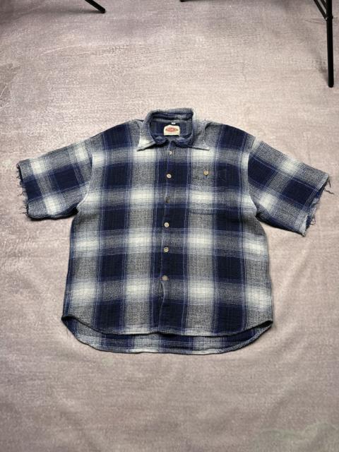 Other Designers Le Grande Bleu (L.G.B.) - Archive 90s Japanese Force Indigo Waffle Checkered Shirt