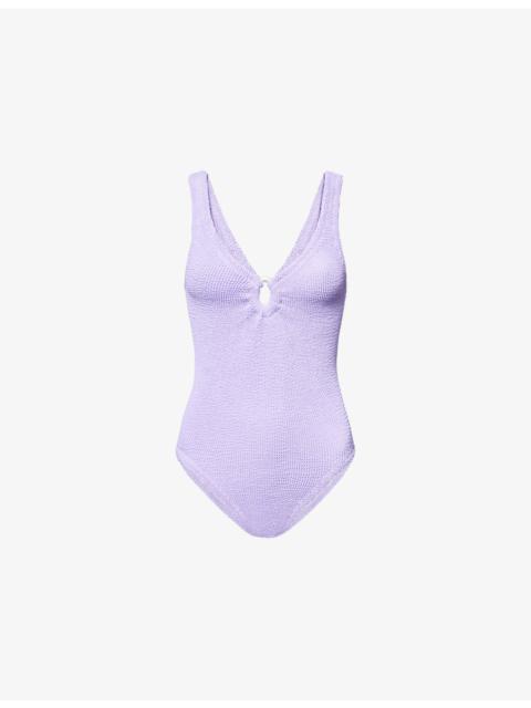 Hunza G Celine Pearly-Hoop Seersucker Swimsuit