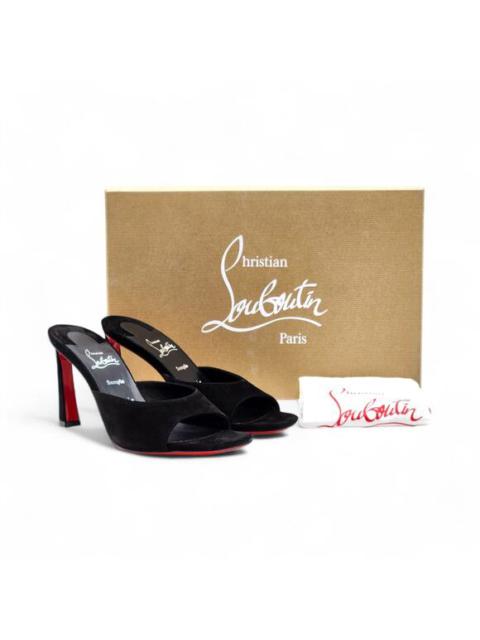 Christian Louboutin Condora 85mm Suede Heeled Sandals Mules Black EU 37 US 7
