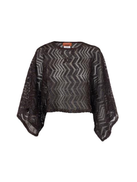 Missoni Missoni Women Zigzag Mesh Sequins Wide Sleeves Top
