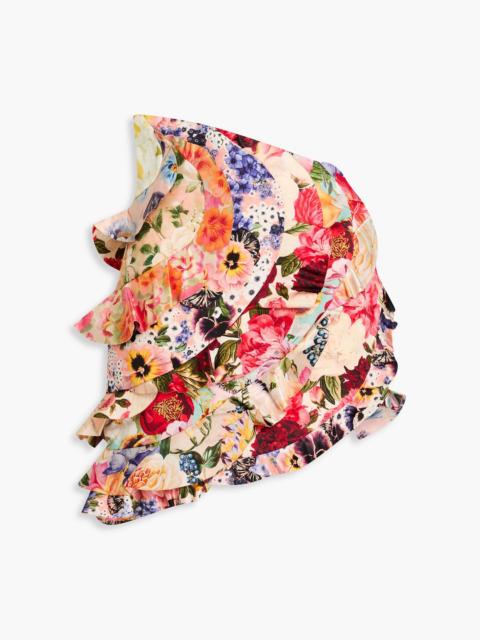 Zimmermann Asymmetric floral-print linen and silk-blend mini skirt