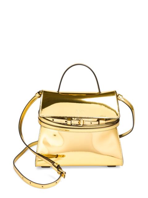Moschino Moschino Tie Me Metallic Faux Leather Handbag in Gold at Nordstrom