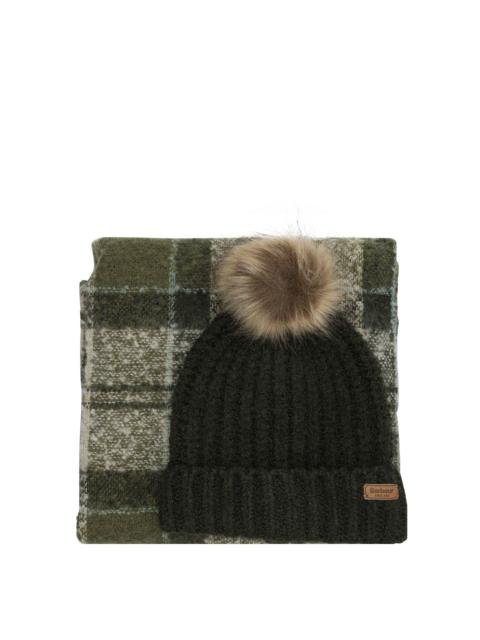 Barbour Barbour Saltburn Scarf And Beanie Set Green