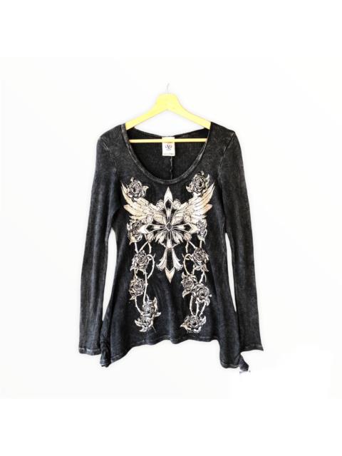 Other Designers Art - 💥VOCAL CROSS ROSES SWAROVSKI STRECH LONG SLEEVE