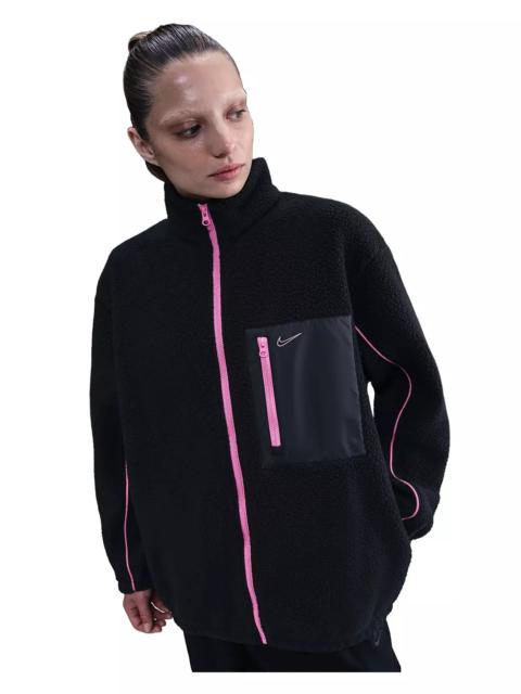 Nike Women's Sportswear Full-Zip High-Pile Fleece Jacket - Black/Pink