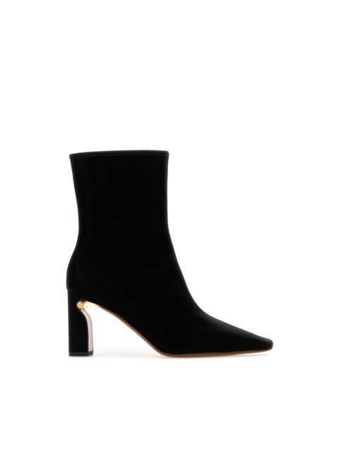 Alexander McQueen ALEXANDER MCQUEEN Black Fabric 80mm Heel Ankle Boots New & A
