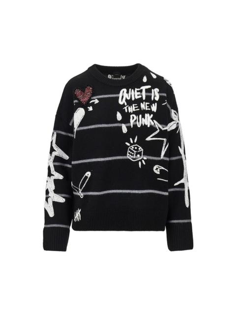 PINKO Pinko 'Quiet Is The New Punk' Wool Sweater Black