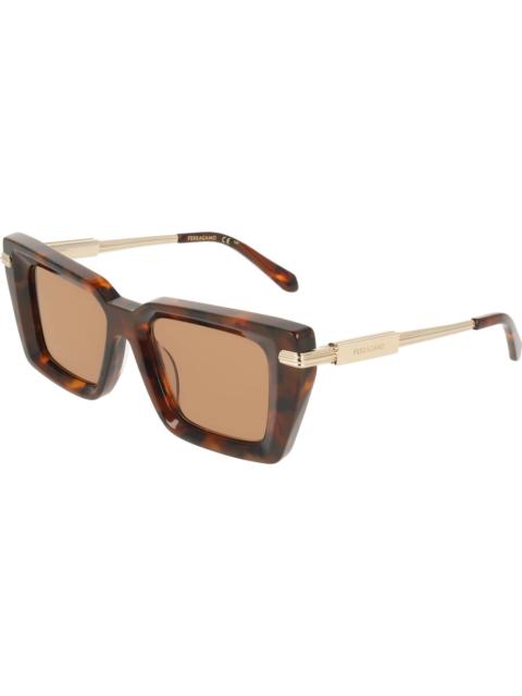 FERRAGAMO Ferragamo Brown Rectangular Ladies Sunglasses SF2089S 240 52