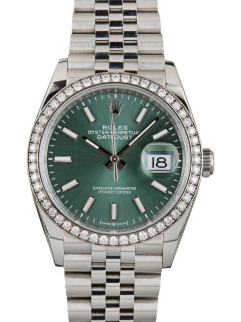ROLEX Pre-Owned Rolex Datejust Ref 126284 Diamond Bezel Mint Green Dial