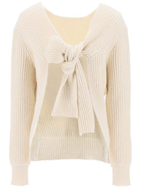 Jil Sander RIBBED SWEATER WITH TIEABLE CLOSURE