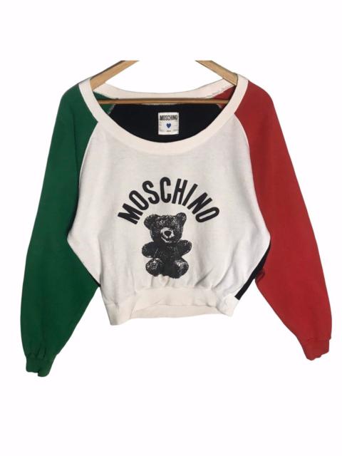 Moschino milano bear logo tricolor cropped sweatshirt