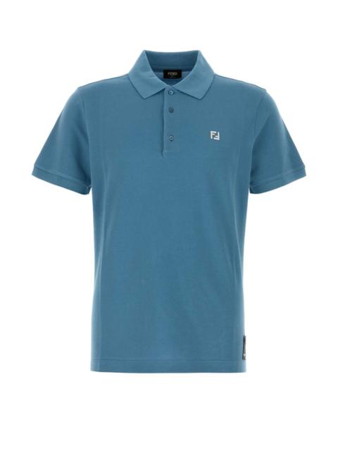 FENDI Fendi Men Air Force Blue Piquet Polo Shirt