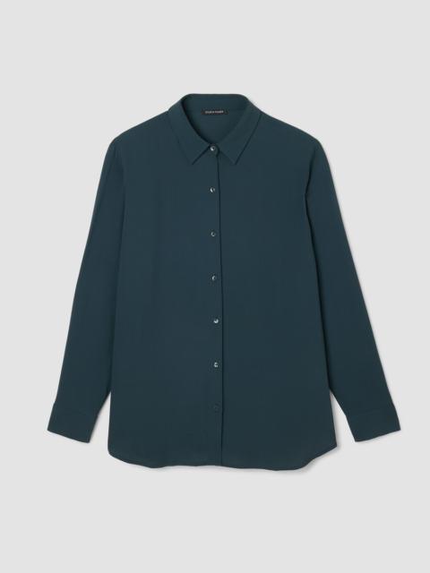 EILEEN FISHER Silk Georgette Crepe Classic Collar Shirt