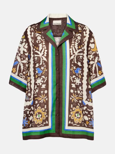 ALÉMAIS Maroc printed oversized ramie shirt