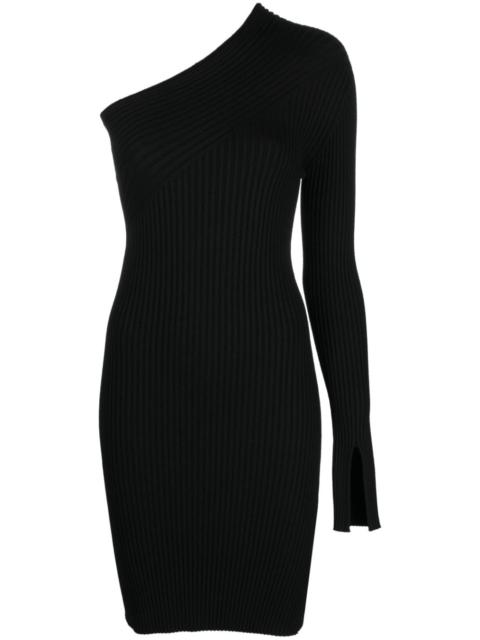 AERON off-shoulder rib-knit minidress