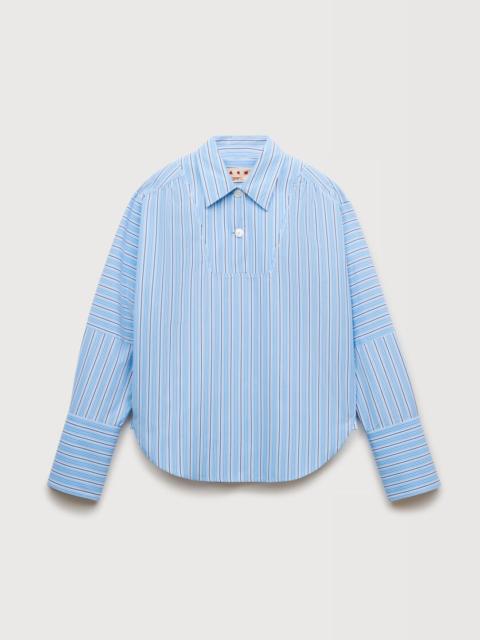 Marni LIGHT BLUE STRIPED POPLIN SHIRT WITH BIB INSERT