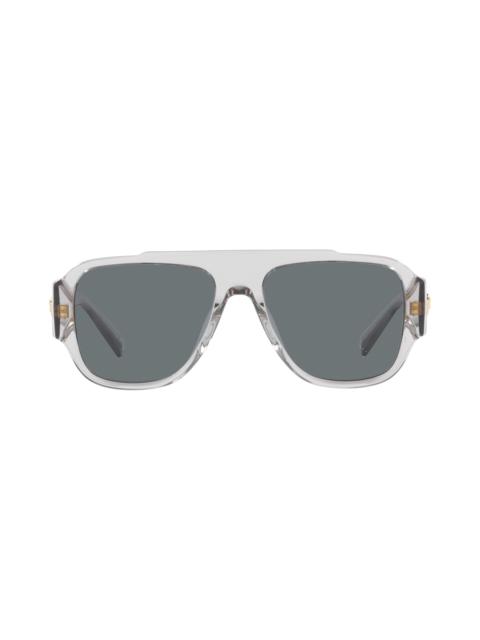 VERSACE Versace 57mm Pillow Sunglasses in Transparent Grey /Dark Blue at Nordstrom