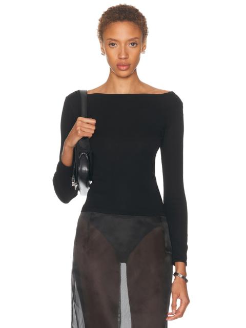 Enza Costa Fine Supima Cotton Long Sleeve Boatneck Top