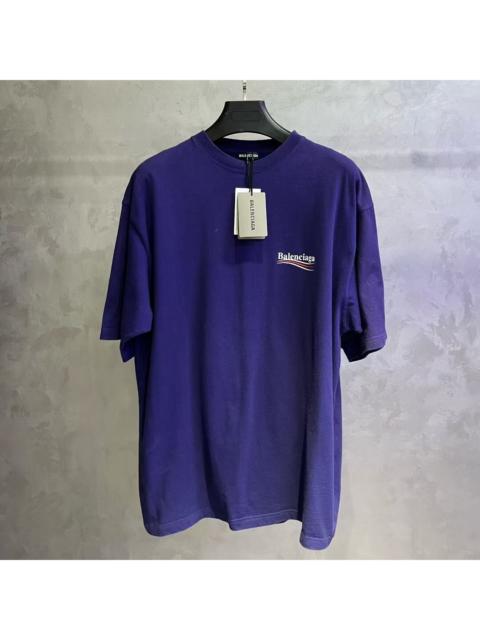 BALENCIAGA Balenciaga Dark Blue Crew-Neck Short-Sleeve T-Shirt with Letter Logo Print