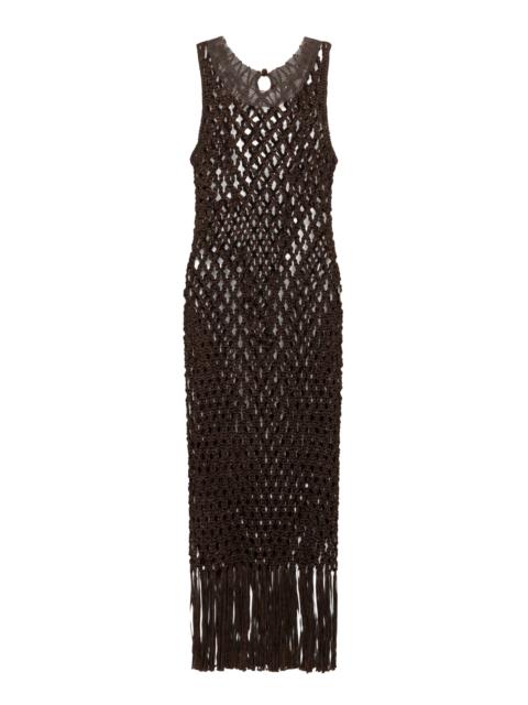 SIMKHAI Jensen Macrame Midi Cover-Up Dress brown