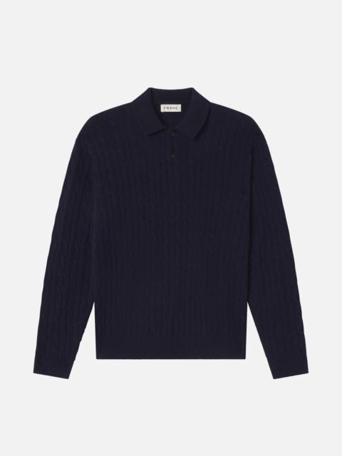 FRAME Cable Polo Sweater