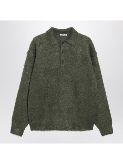 AURALEE Auralee Olive Green Brushed Mohair-Blend Polo Men