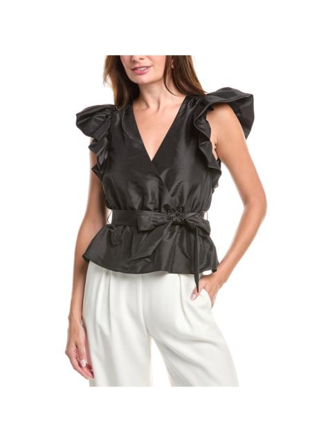 SIMKHAI SIMKHAI Adelaide Ruffle Sleeve Wrap Top