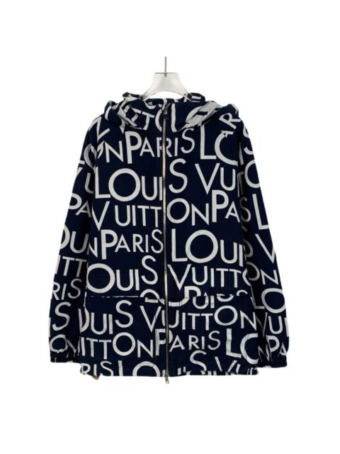 Louis Vuitton Louis Vuitton Black Logo All-Over Print Hooded Cotton Zip Jacket